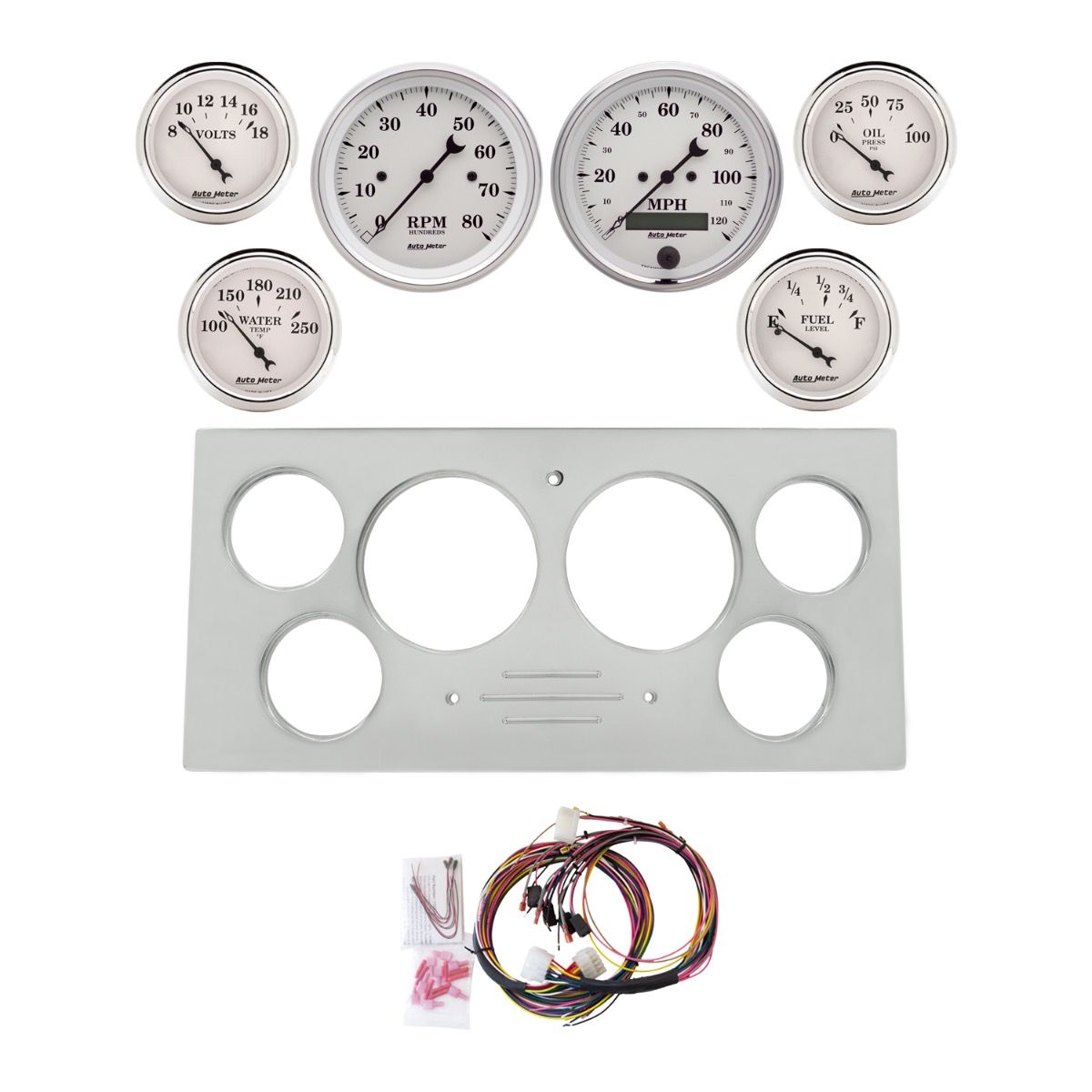 AutoMeter Old Tyme White 73-79 Ford Truck Billet Panel/Gauge Kit SR - 2966-08