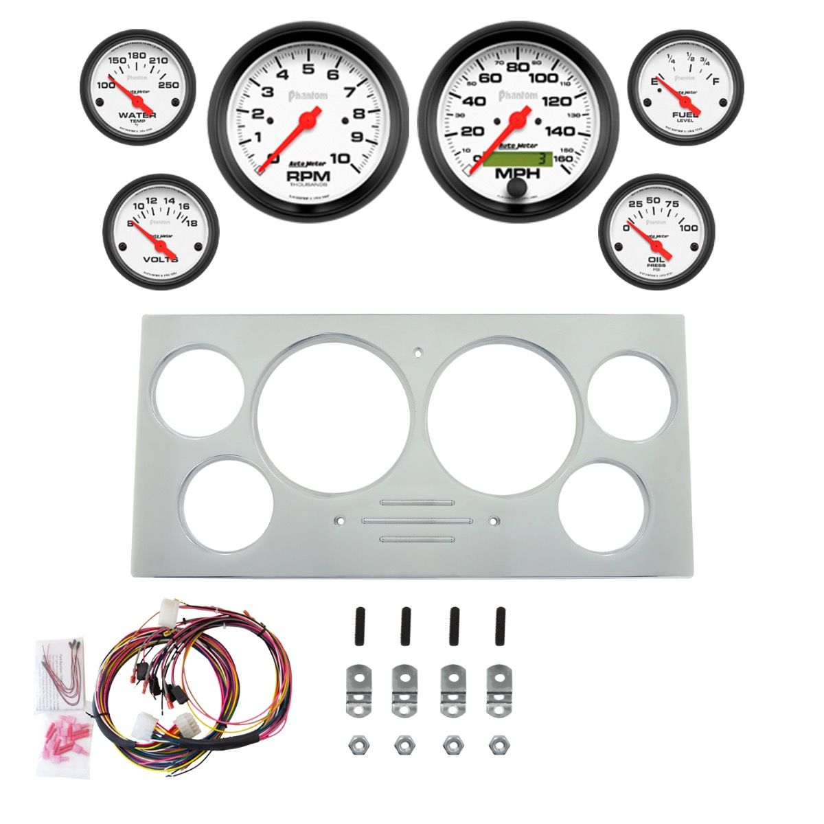 AutoMeter Phantom 73-79 Ford Truck Billet Panel/Gauge Kit Super - 2967-09
