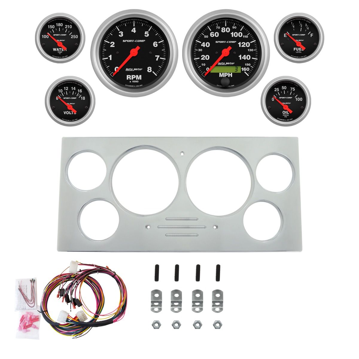 AutoMeter Sport-Comp 73-79 Ford Truck Billet Panel/Gauge Kit Super - 2967-11
