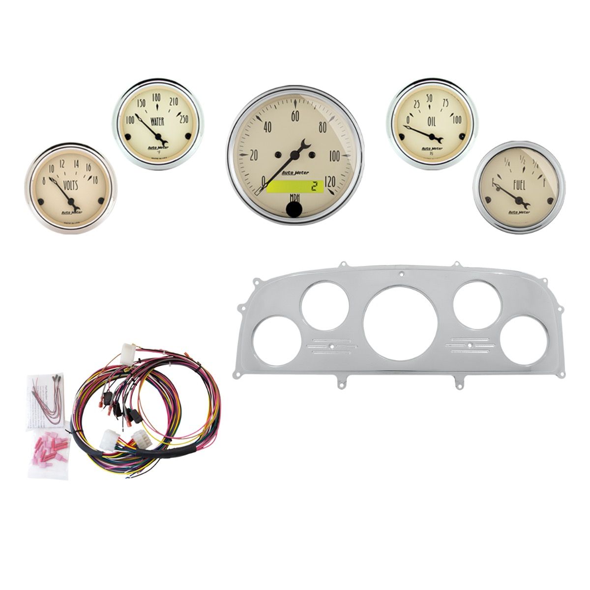 AutoMeter Antique Beige 1959 Ford Galaxie Billet Panel/Gauge Kit - 2968-02