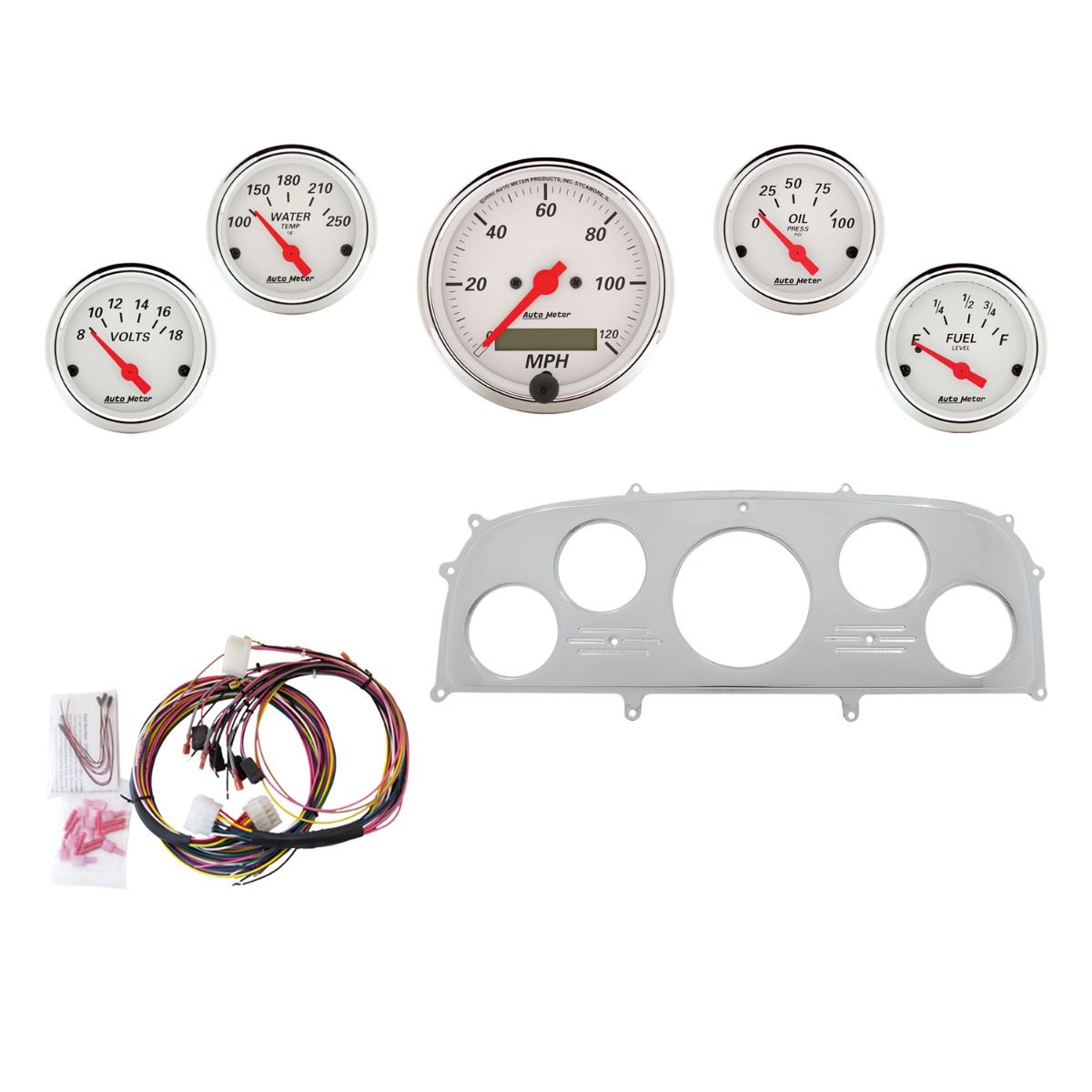 AutoMeter Arctic White 1959 Ford Galaxie Billet Panel/Gauge Kit - 2968-03