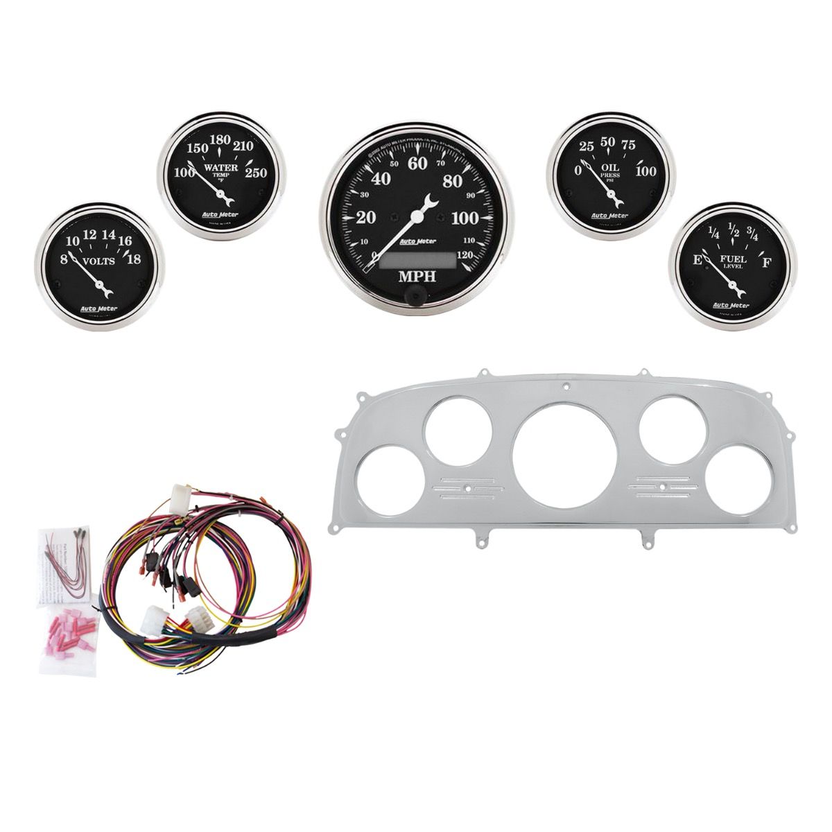AutoMeter Old Tyme Black 1959 Ford Galaxie Billet Panel/Gauge Kit - 2968-07