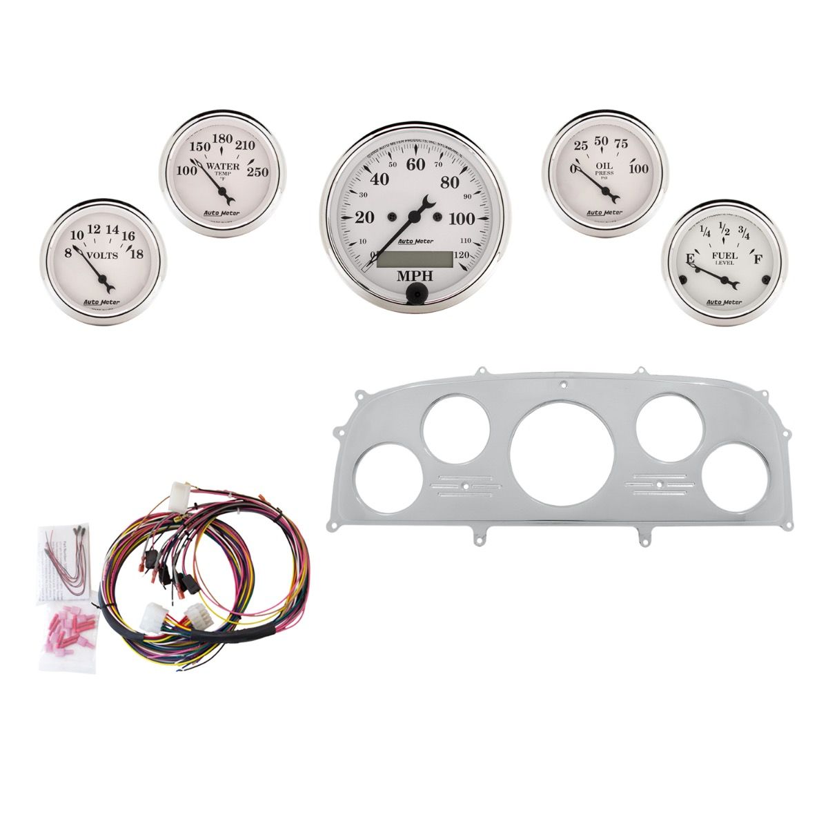 AutoMeter Old Tyme White 1959 Ford Galaxie Billet Panel/Gauge Kit - 2968-08