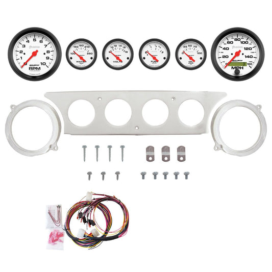 AutoMeter Phantom 63-64 Ford Galaxie Billet Panel/Gauge Kit - 3-3/8in. (x2) &amp; 2-1/16in. (x4) - 2970-09