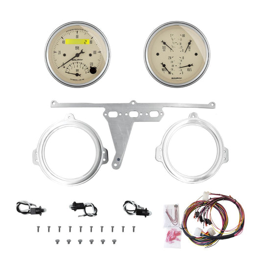 AutoMeter Antique Beige 66-67 Ford Falcon Direct-Fit Billet Panel/Gauge Kit - 3-3/8in. (x2)
