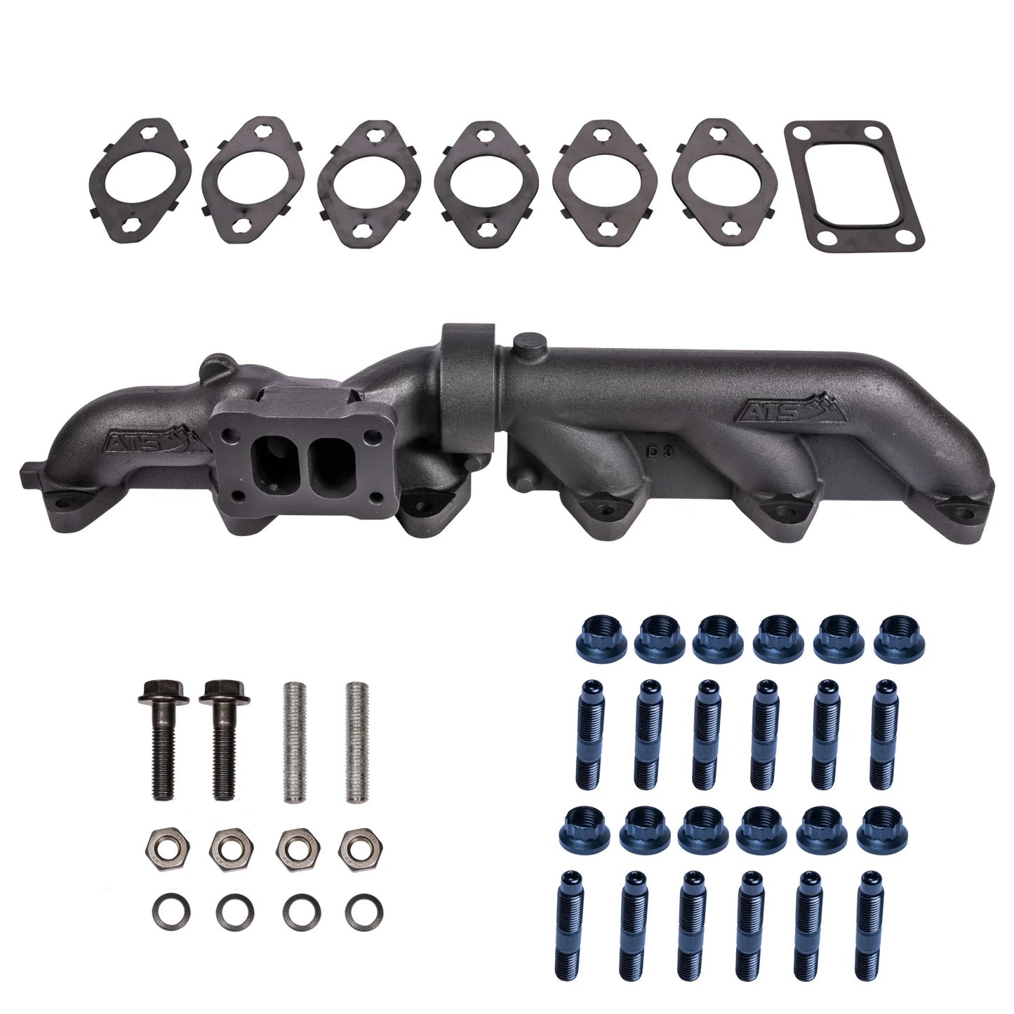 ATS Diesel 03-07 5.9L Cummins 2-Piece T3 Pulse Flow Exhaust Manifold Kit w/ Gaskets & Hardware