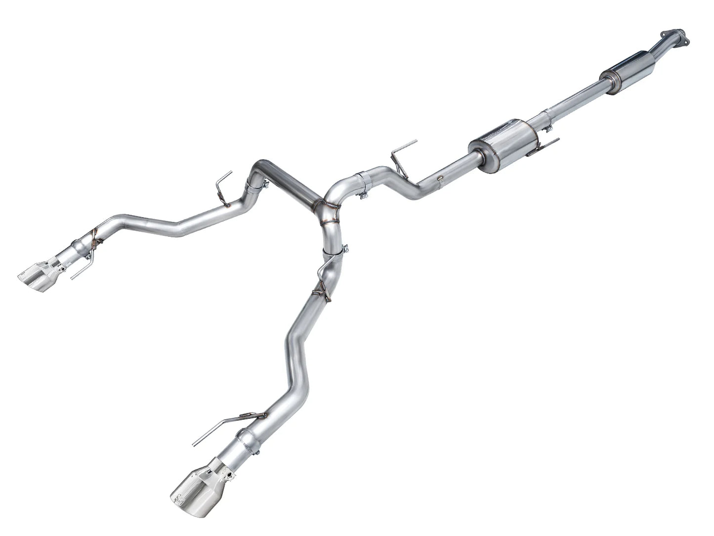 AWE 0FG Resonated Catback for '21+ Ford F-150 Tremor (With Bumper Cutouts) - Chrome Silver Tips (SKU: 3015-32402)