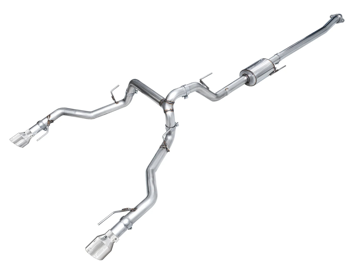 AWE 0FG Non-Resonated Catback for '21+ Ford F-150 Tremor (With Bumper Cutouts) - Chrome Silver Tips (SKU: 3020-32402)