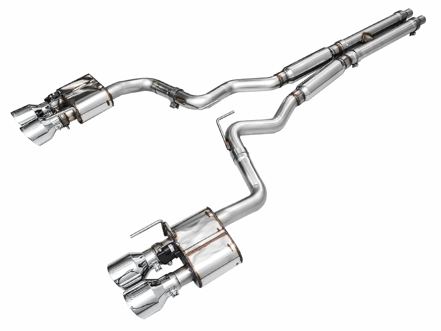 AWE SwitchPath™ Exhaust for Ford Mustang S550 Mach1 - Quad Chrome Silver Tips (SKU: 3025-42551)