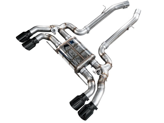 AWE Valved SwitchPath™ Axleback Exhaust for BMW F97 X3 M / F98 X4 M - Diamond Black Tips (SKU: 3025-43301)