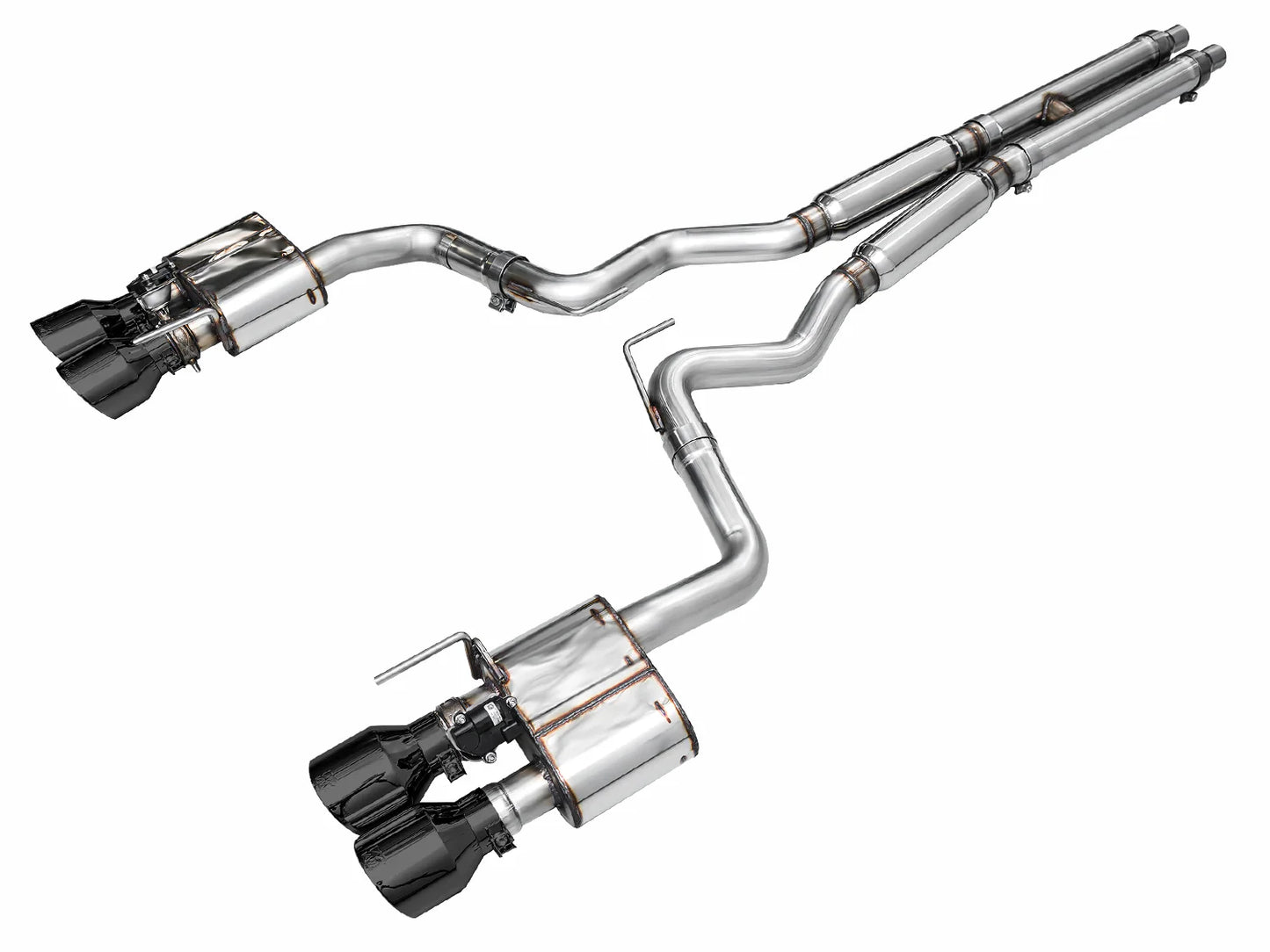 AWE SwitchPath™ Exhaust for Ford Mustang S550 Mach1 - Quad Diamond Black Tips (SKU: 3025-43551)