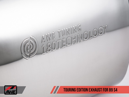 AWE Tuning Audi B9 S4 Touring Edition Exhaust - Non-Resonated (Black 102mm Tips) AWE Tuning