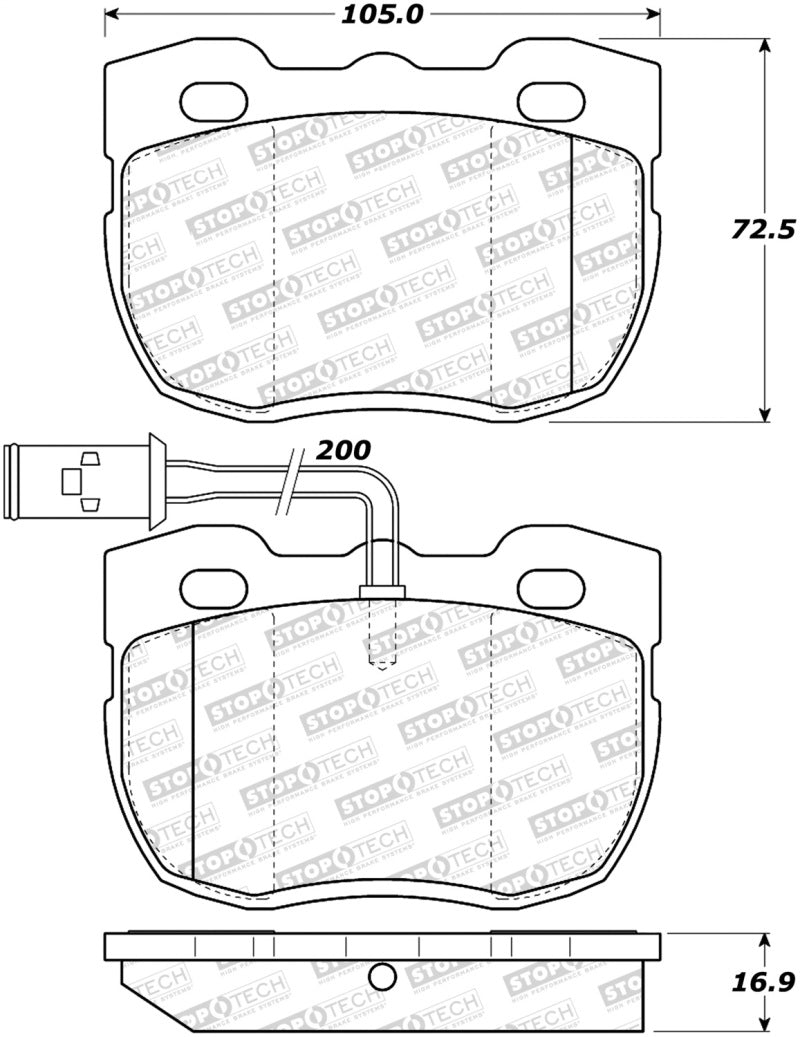 StopTech Premium Ceramic Front Brake Pads - 308.05200 Stoptech