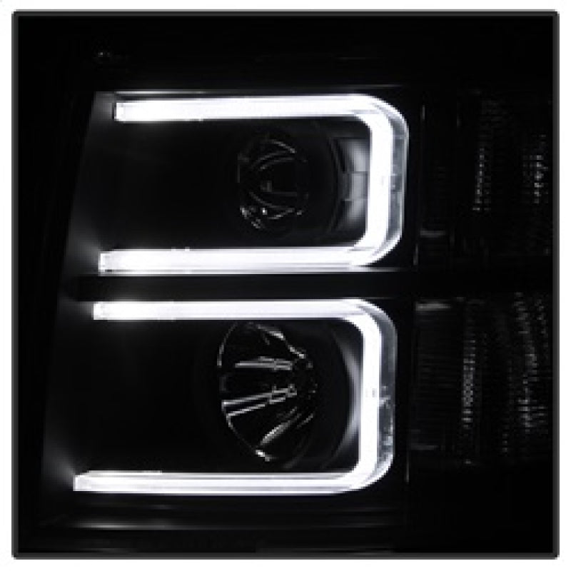 Xtune Chevy Silverado 1500/2500/3500 07-13 Projector Headlights Black PRO-JH-CS07-LED-BK SPYDER