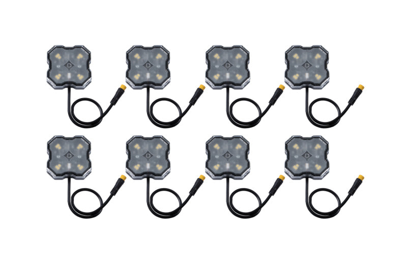 Diode Dynamics Stage Series Single Color LED Rock Light - Amber M8 (8-pack)