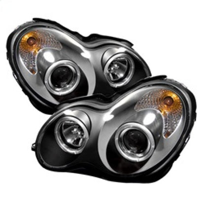 Spyder Mercedes Benz C-Class 01-05 4 DrProjector Headlights Halogen LED Halo Blk PRO-YD-MBW203-HL-BK SPYDER