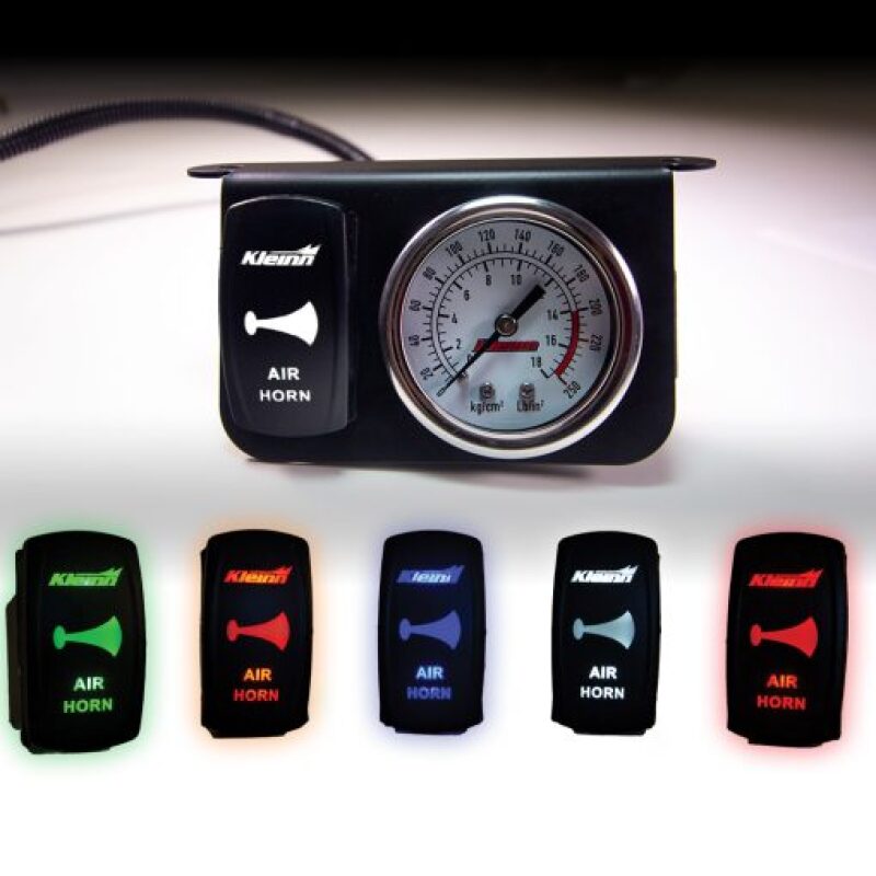 Kleinn Panel Mounted 160 PSI Gauge w/ an Illuminated AMBER Momentary Rocker Switch