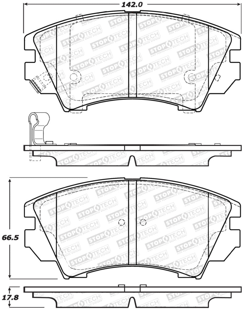 StopTech Premium Ceramic Rear Brake Pads - 308.14040