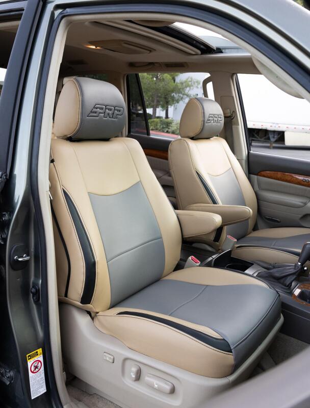 PRP 03-09 Lexus GX470 Front Seat Covers (Pair) - Black w/ Red Stitch