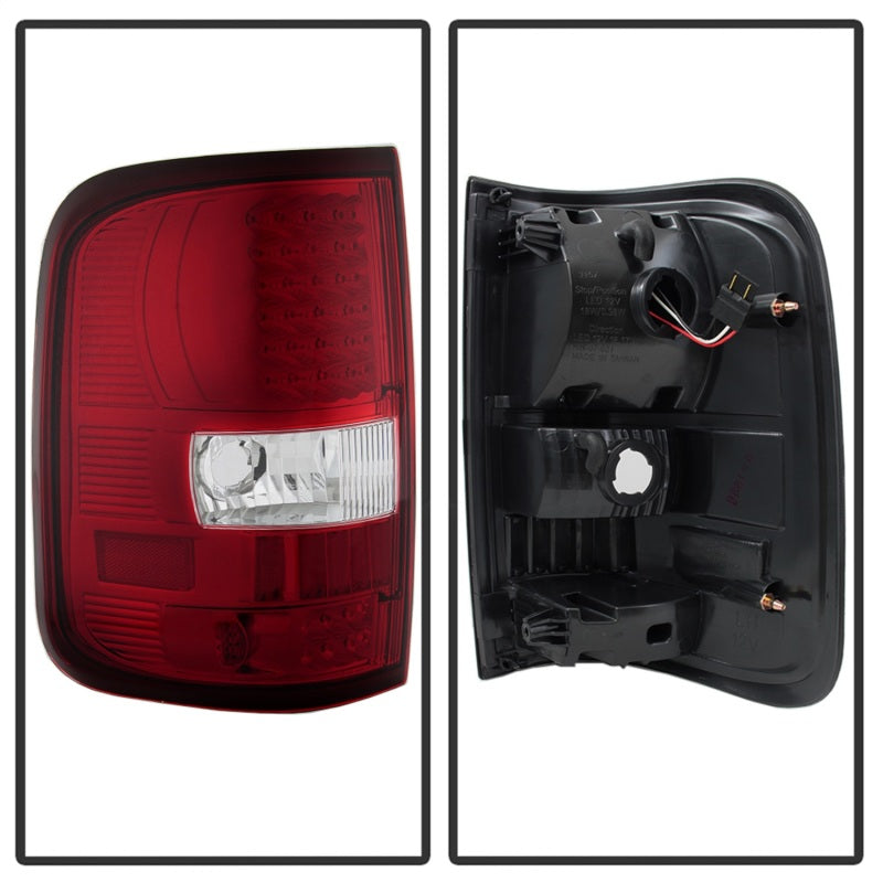Xtune Ford F150 Styleside 04-08 LED Tail Lights Red Clear ALT-ON-FF15004-LED-RC SPYDER