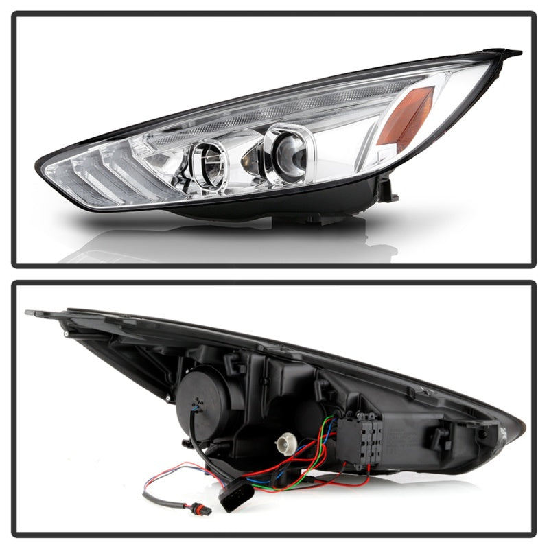 Spyder 15-18 Ford Focus Projector Headlights - Seq Turn Light Bar - Chrome PRO-YD-FF15-LBSEQ-C SPYDER