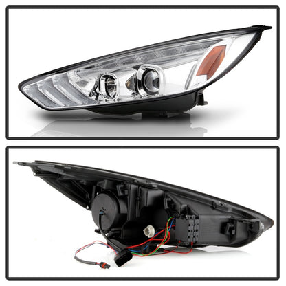 Spyder 15-18 Ford Focus Projector Headlights - Seq Turn Light Bar - Chrome PRO-YD-FF15-LBSEQ-C SPYDER