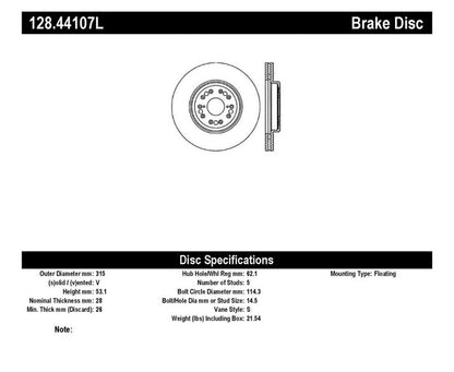 StopTech Drilled Sport Brake Rotor Stoptech