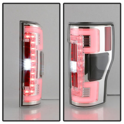 Spyder 17-18 Ford F-250 SD (w/Blind Spot Sensor) LED Tail Lights - Chrm (ALT-YD-FS17BS-LED-C) SPYDER