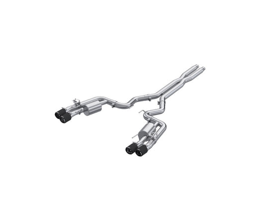 MBRP 2024+ For Mustang GT (S650) 3in Cat-Back Quad Tip - 4in Carbon Fiber Tips MBRP