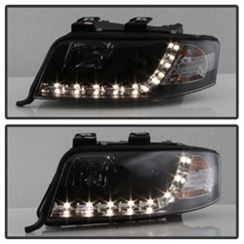Spyder Audi A6 02-04 Projector Headlights Halogen Model Only - DRL Black PRO-YD-ADA601-DRL-BK SPYDER