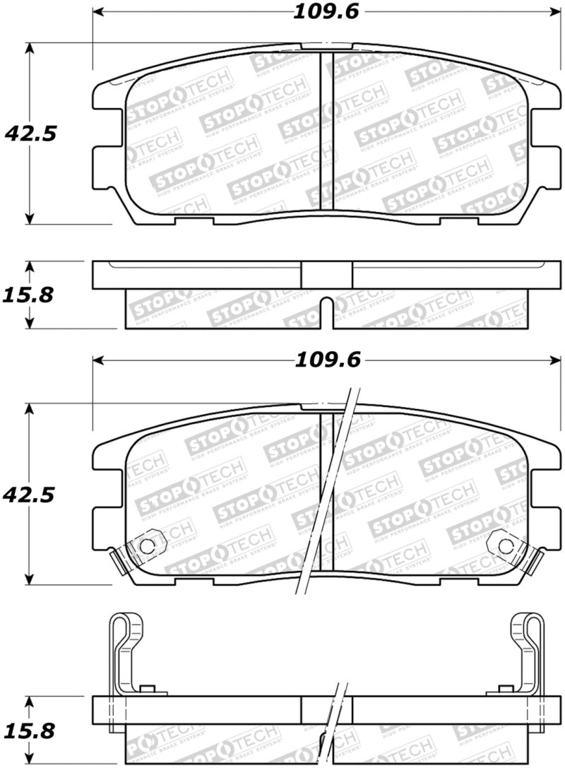 StopTech Premium Ceramic Front Brake Pads - 308.05800 Stoptech