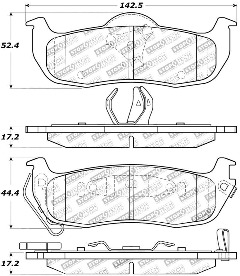 StopTech Premium Ceramic Rear Brake Pads - 308.10410 Stoptech
