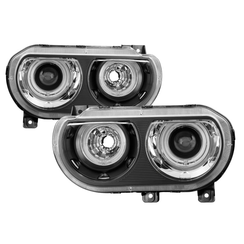 xTune Dodge Challenger 08-14 Halogen Only Halo Projector Headlights Black PRO-JH-DCHAL08-HA-BK SPYDER