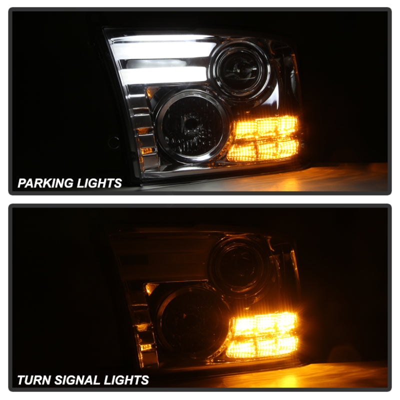 Spyder Dodge Ram 13-15 Projector Headlights Light Bar DRL Chrome PRO-YD-DR13-LBDRL-C SPYDER