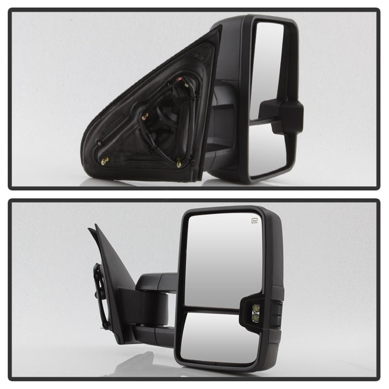 xTune Chevy Silverado 14-16 Heated Smoke LED Signal Telescoping Mirrors MIR-CSIL14S-G2-PWH-SM-SET SPYDER