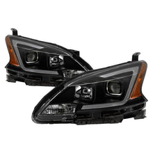 Load image into Gallery viewer, xTune 13-15 Nissan Sentra DRL LED Light Bar Proj Halogen Headlights - Blk Smoke (PRO-JH-NS13-LB-BSM)