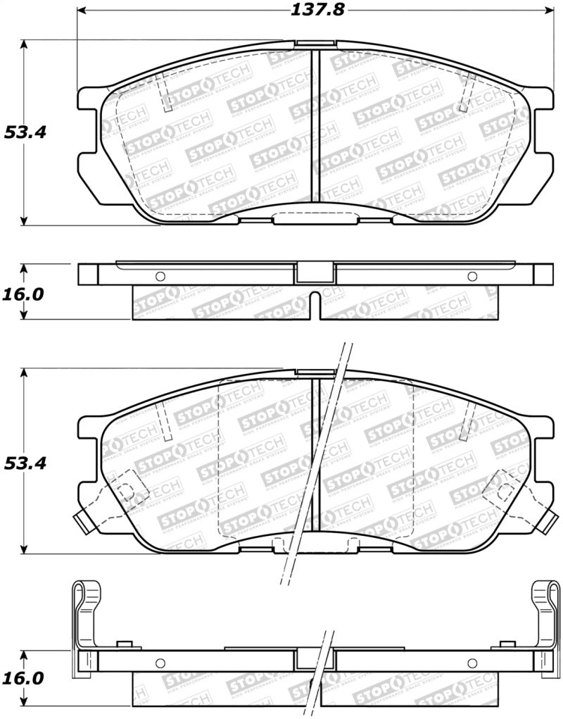 StopTech Premium Ceramic Rear Brake Pads - 308.05520