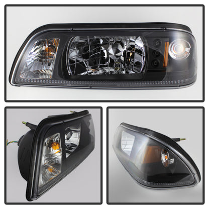 Spyder Ford Mustang 87-93 1PC LED (Replaceable LEDs)Crystal Headlights Black HD-YD-FM87-1PC-LED-BK SPYDER