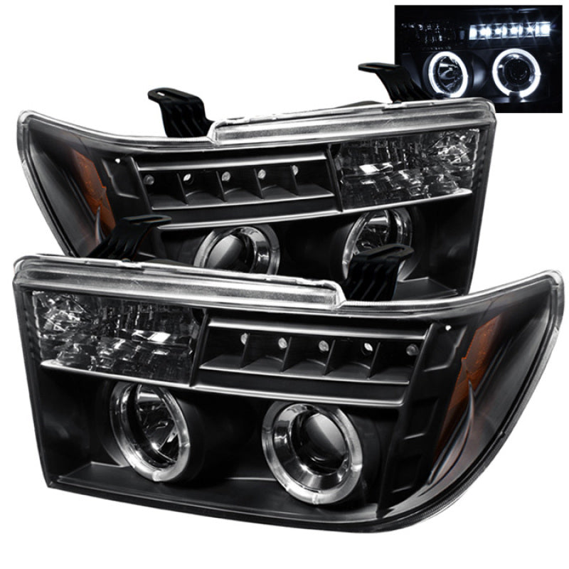 Spyder Toyota Tundra 07-133 Projector Headlights LED Halo LED Blk PRO-YD-TTU07-HL-BK SPYDER