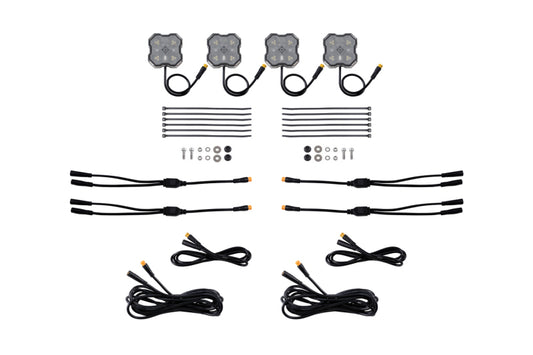 Diode Dyamics Rock Light - Red/White - M8 Add-On 4-Pack