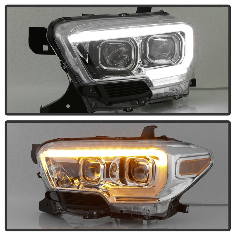 xTune 16-18 Toyota Tacoma SR/SR5 DRL Proj Headlights w/Turn Signal - Chrm (PRO-JH-TTA16-SR-C) SPYDER