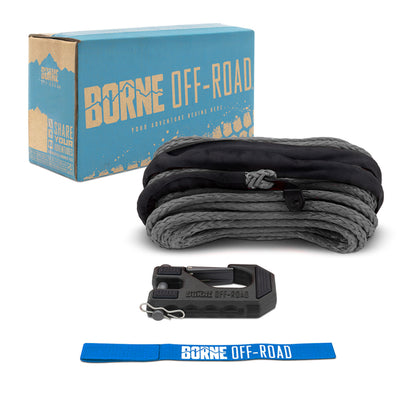 Borne Off-Road Winch Hook - 3/8in Rope - Hand Strap - Grey