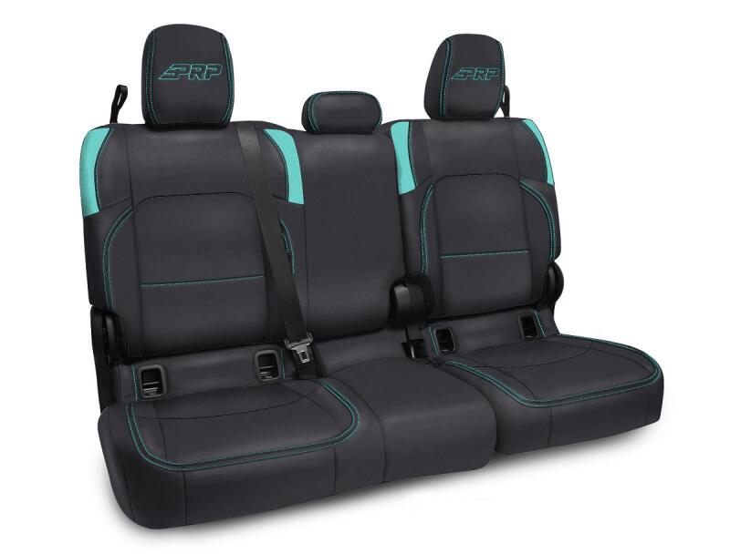 PRP Jeep Wrangler JT Rear Bench Covers - with no Armrest - Black/Teal B055-09