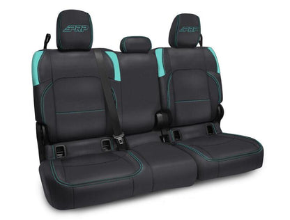 PRP Jeep Wrangler JT Rear Bench Covers - with no Armrest - Black/Teal B055-09