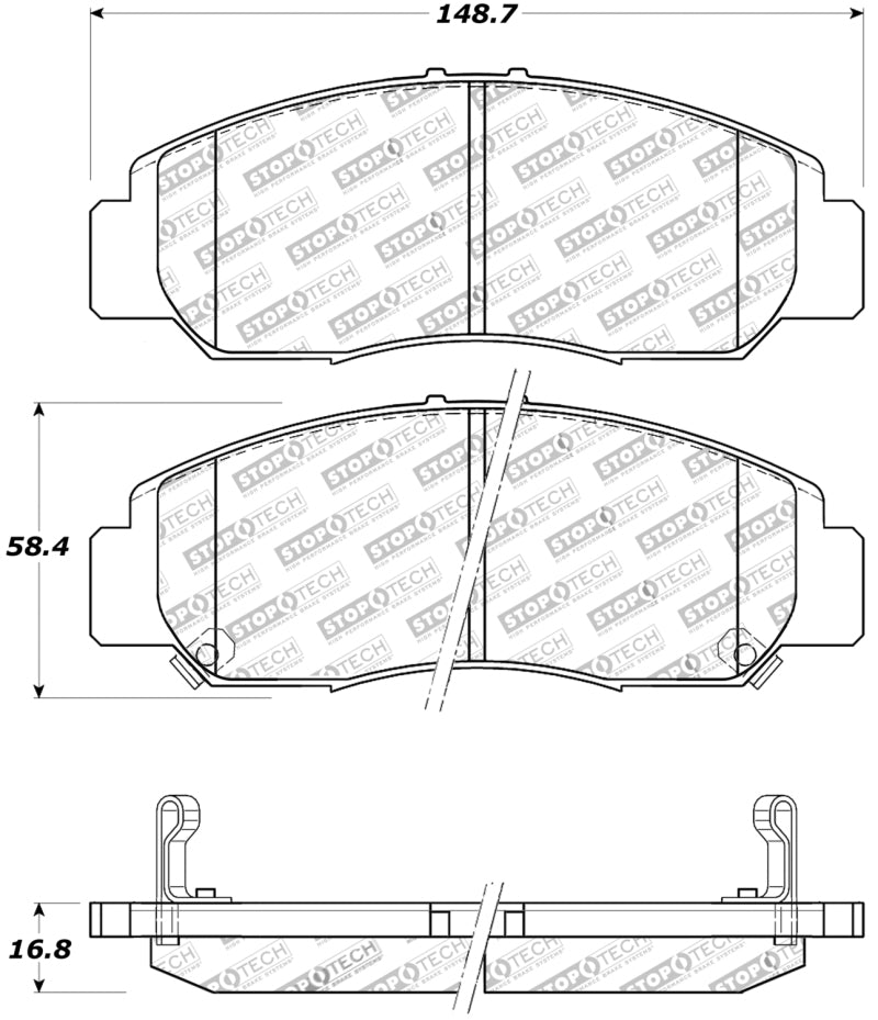 StopTech Premium Ceramic Front Brake Pads - 308.09590 Stoptech