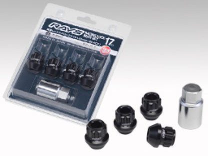 Rays 17 Hex Racing Nut Set L25 Short Type 12x1.25 - Black Chromate (16 Pieces)