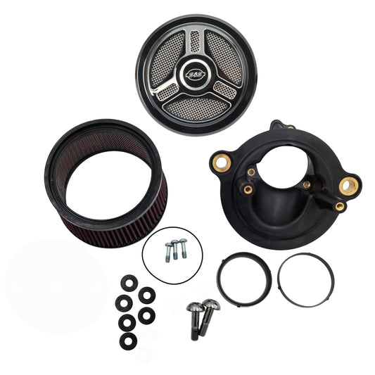 S&S Cycle M8 Gen 2 Models Stealth Air Cleaner Kit w/ 1in Filter Tri-Spoke 58/64/68mm TB - Gloss Blck
