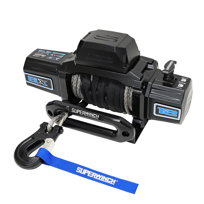 Superwinch 12000 LBS 12V DC 3/8in x 80ft Synthetic Rope SX12SR Winch - Semi Gloss Black Superwinch