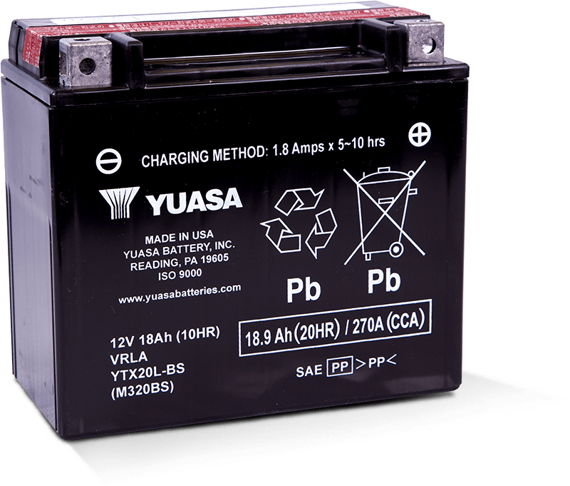 Yuasa YTX20L-BS Maintenance Free AGM 12 Volt Battery (Bottle Supplied) Yuasa Battery