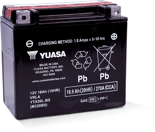 Yuasa YTX20L-BS Maintenance Free AGM 12 Volt Battery (Bottle Supplied) Yuasa Battery